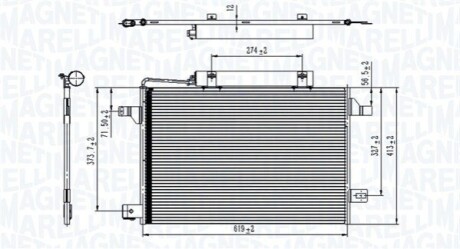 Радіатор кондиціонера (з осушувачем) MB A-class (W169)/B-class (W245) 1.5-2.0LPG 04-12 MAGNETI MARELLI 350203745000