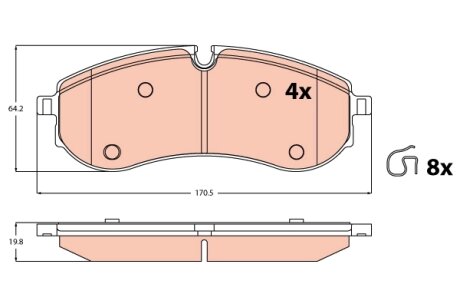 KLOCKI HAM./TY┼ü/ VW CRAFTER 2.0D 16- TRW GDB2382