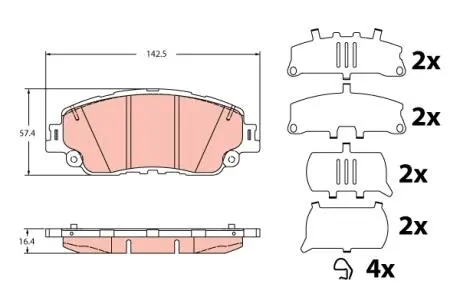 KLOCKI HAM./PRZ/ TOYOTA CAMRY 17- TRW GDB2354 (фото 1)