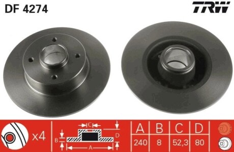 Гальмівний диск TRW DF4274 (фото 1)