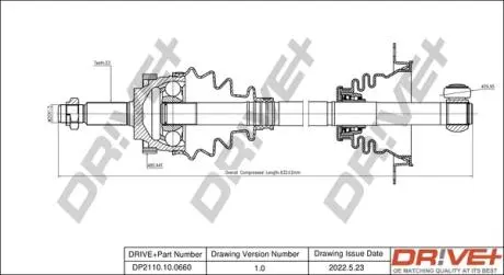 Піввісь (передня) Renault Kangoo 1.6 16V 01- (L) (23x639x44T) (+ABS) d=30.00mm DR!VE+ DP2110100660