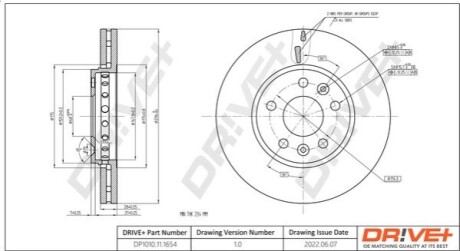 TARCZA HAM. PRZУD OPEL VIVARO 14- 296X28 DR!VE+ DP1010111654