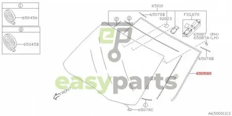 Молдинг вітрового скла S1 SUBARU 65058SG000