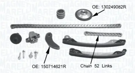 К-т ланцюга ГРМ RENAULT Captur Clio Twingo 0,9 12-, DACIA Sandero, Logan MAGNETI MARELLI MCK1360