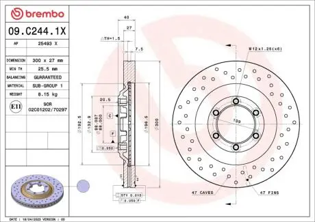 Tarcza ham.Xtra TRAILBLAZER (31UX) 08/12-> D-MAX II (TFR, TFS) 06/12-> D-MA BREMBO 09C2441X