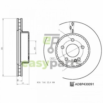 Диск гальмівний (передній) MB C-class (W205)/E-class (W213) 13- (305х25.4) BLUE PRINT ADBP430091