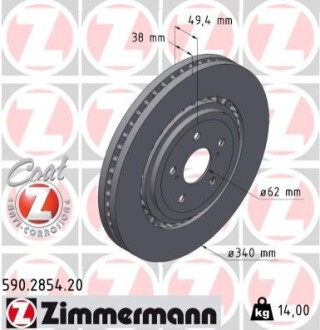 TARCZA HAM./PRZ/ TOYOTA RAV 4 2.5 20- ZIMMERMANN 590285420