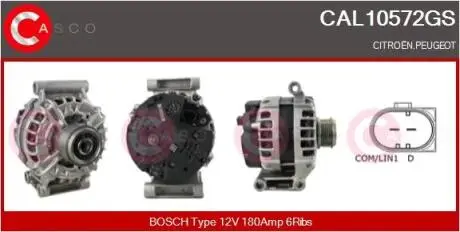 ALTERNATOR 12V 180A OE BOSCH CASCO CAL10572GS