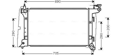 Радиатор охлаждения двигателя Toyota Corolla 1,6i 01>07 AVA COOLING TOA2290