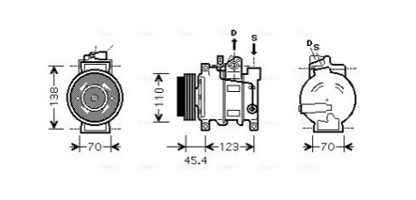 Компресор кондиціонера AUDI A4 B6 (2001) A4 2.5 TDI (AVA) AVA COOLING AIAK227