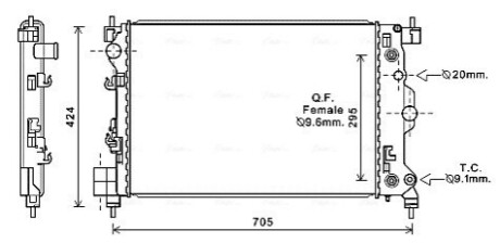 AVA CHEVROLET Радіатор охолодження двиг. (з осушувачем) AVEO 1.6 11- AVA COOLING CTA2044