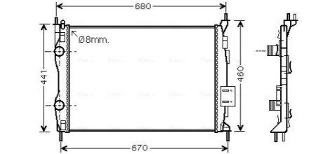 AVA NISSAN Радіатор охолодження Qashqai 1.6/2.0 1.6/2.0 09- AVA COOLING DN2413 (фото 1)