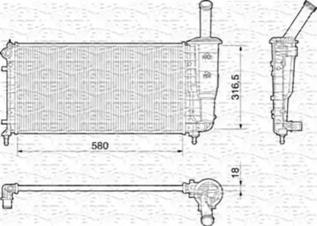 Радіатор FIAT PUNTO F.L.2003 1,2 8V/16V [350213196000] MAGNETI MARELLI BM196