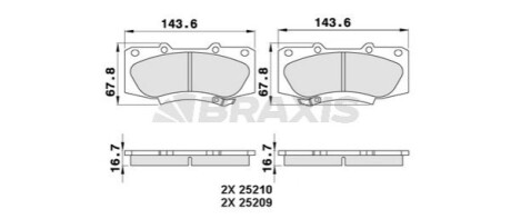 Гальмівні колодки комплект BRAXIS AA0277