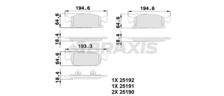 Гальмівні колодки комплект BRAXIS AA0513