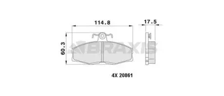 Фото гальмівні колодки комплект BRAXIS AA0460 Гальмівні колодки комплект BRAXIS AA0460