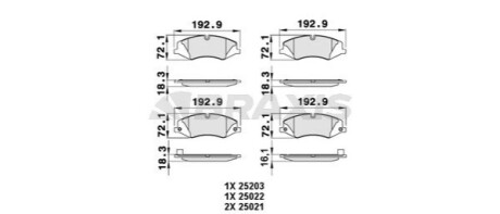 Гальмівні колодки комплект BRAXIS AA0248