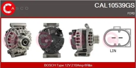 Генератор Ford Tourneo/Transit Custom V362/Transit V363 2.2TDCi 12- (14V/210A) CASCO CAL10539GS