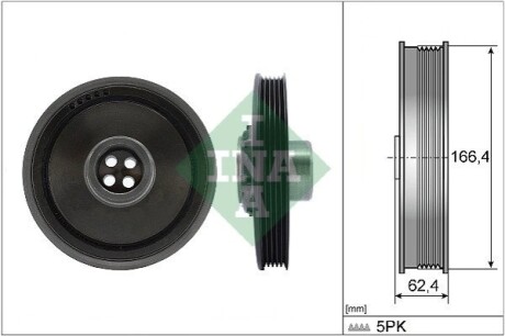 Шків колінвалу Mini (R56/R55/R60/R61) 1.6-2.0d (N47) 10-16 (5PK) INA 544 0171 10