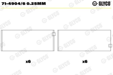 Підшипник ковзання Glyco 71-4904/6 0.25MM