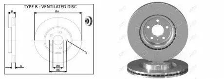 Диск гальмівний передній Audi A7 Sportback quattro TDI 3.0 d 2010- APLUS 61942AP