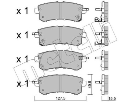 Колодки гальмівні (задні) Nissan Patrol 10-/Infiniti QX56 10- (+ датчики) Metelli 22-1155-0 (фото 1)