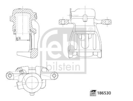 Супорт гальмівний (задній) (R) Land Rover Freelander 06-14 (d=36mm) FEBI BILSTEIN 186530