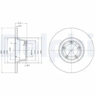 FORD Гальмівний диск передн. TRANSIT 1.6, 2.0 85- Delphi BG2157