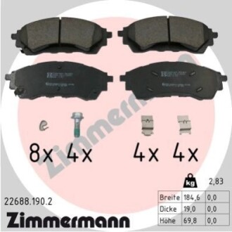 KLOCKI HAMULC. FORD RANGER (TKE) 11- PRZÓD ZIMMERMANN 226881902