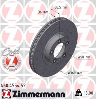 TARCZA HAMULC. PORSCHE TAYCAN 19- PP ZIMMERMANN 460455452