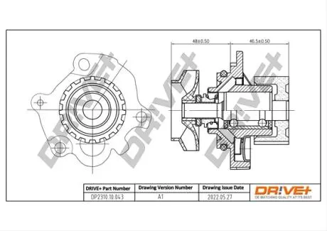 Помпа води Audi A3/Seat Cordoba/Toledo/Leon/Skoda Octavia/VW Caddy/Golf/Polo 1.9TDI/SDI 96-05 (19z) DR!VE+ DP231010043