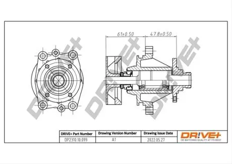 Помпа води BMW 3 (E36/E46)/5 (E34/E39/E60)/7 (E38/E65/E66/E67)/X3 (E83)/X5 (E53) DR!VE+ DP231010099