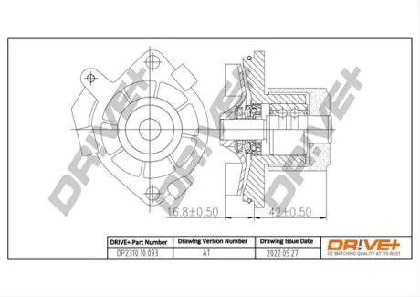 Помпа води Fiat Doblo 1.9D/JTD 01-/Opel Astra H/Vectra C/Zafira B 1.9CDTI 04-10 DR!VE+ DP231010093