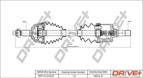 Піввісь Fiat Scudo 2.0HDI (L) (27x37x641x48T) (+ABS) DR!VE+ DP2110100216