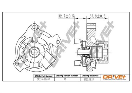 Помпа води VW T4/LT/Crafter 2.5TDI (20z) (WPQ1183) DR!VE+ DP231010097