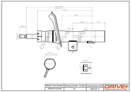 Амортизатор (передній) Peugeot 206 00- (R) DR!VE+ DP1610100016