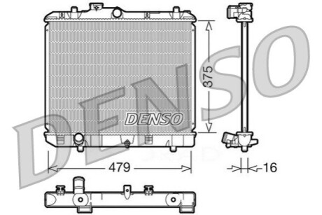 Радіатор, охолодження двигуна DENSO DRM47004