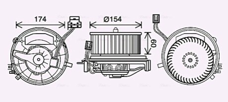 Вентилятор отопителя салона VW Golf VII (13-) 1.4TSi 1.2TSi 2.0TDi 1.6TDi 1.6i (AVA COOLING VN8399