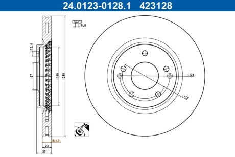 TARCZA HAM PRZOD 298X23 V ATE 24012301281