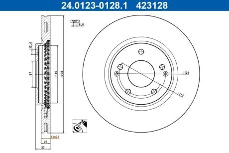 TARCZA HAM PRZOD 298X23 V ATE 24012301281