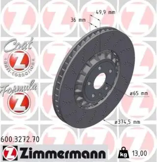 TARCZA HAM./PRZ/ AUDI A3 RS3 18- /FORMUL A Z/ ZIMMERMANN 600327270
