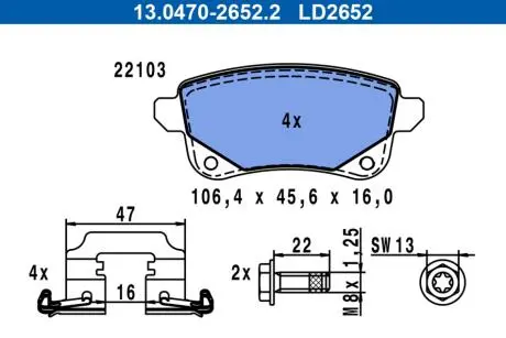 KLOCKI HAM./TY┼ü/ RENAULT GRAND SCENIC II I 09- /CERAMICZNE/ ATE 13047026522