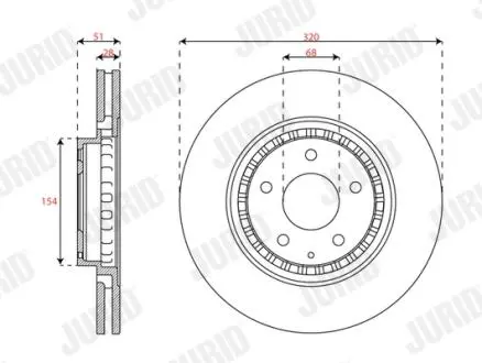 MAZDA Диск гальмівний передній CX-5 (KF) 2.2 D 17- Jurid 563714JC