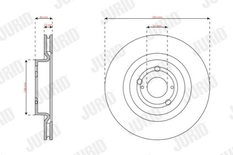 TOYOTA Гальмівний диск YARIS (P21, PA1, PH1) 20- Jurid 563739JC