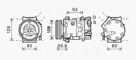 AVA CITROEN Компресор кондиціонера C4 GRAND PICASSO I 2.0 09-, C4 GRAND PICASSO II 1.6 13-, C4 II 2.0 HDi 09-, DS, PEUGEOT AVA COOLING CNAK282 (фото 1)