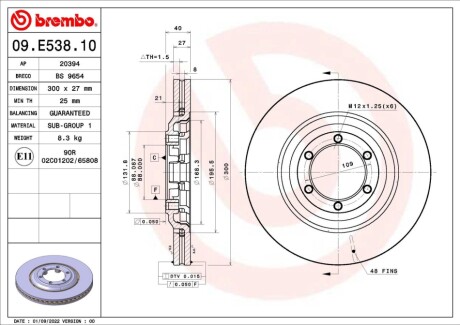 Tarcza ham. ISUZU D-MAX II (TFR, TFS) 06/12-> BREMBO 09E53810