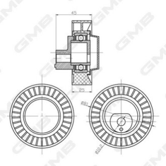 BMW Ролик направляющий клинового ремня 320/325/520/525 M50 90- GMB GTC0500