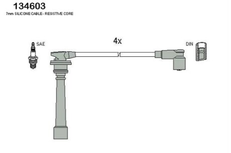 HUCO HYUNDAI К-кт проводів запалювання Accent X3 1.5 94- HITACHI (HÜCO) 134603