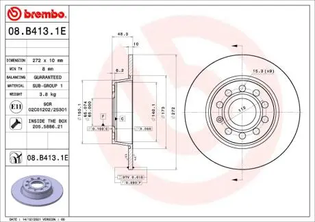 TARCZA HAMULCOWA (ZESTAW TARCZE+KLOCKI) VW GOLF VII (5G1, BQ1, BE1, BE2) 03/14-> EVKIT SZT BREMBO KT08025