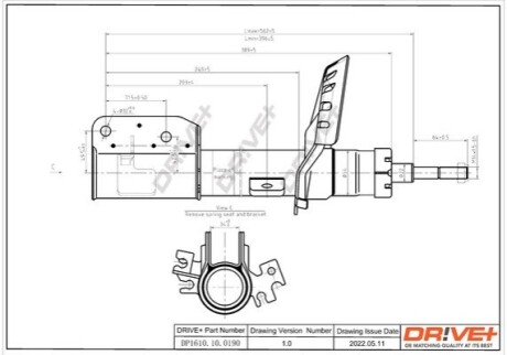 Drive+ Амортизатор (передній) Citroen Jumpy/Fiat Scudo/Peugeot Expert 07- (R) (Газ) DR!VE+ DP1610.10.0190